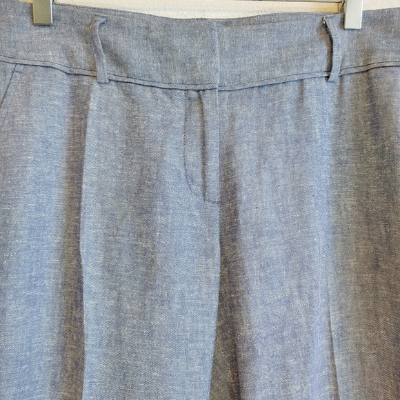 LOFT Blue Marisa Trousers Wide-Leg Linen Blend - Picture 3 of 11